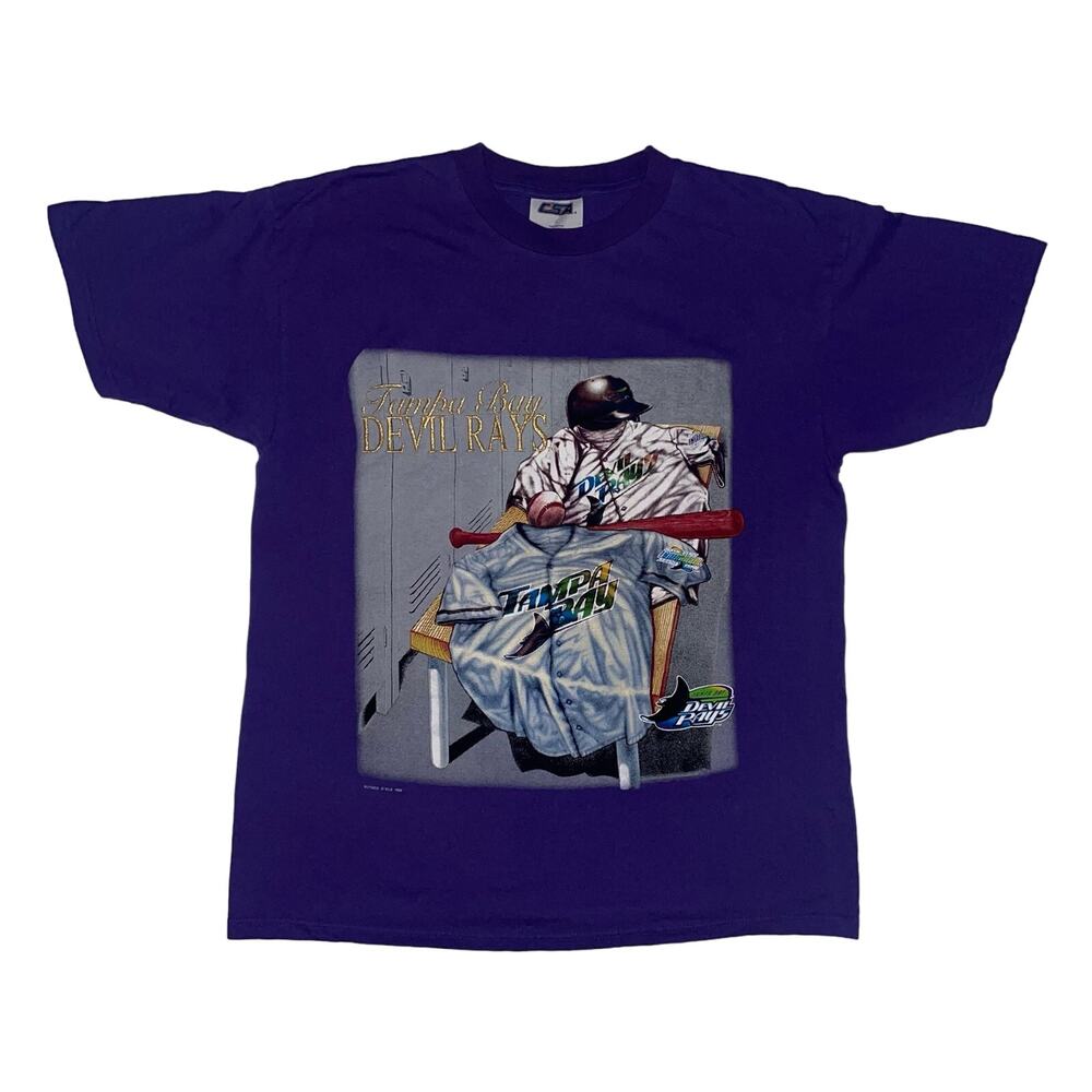 Vintage 90s Nutmeg Tampa Bay Devil Rays MLB Baseball Team CSA Graphic T-shirt